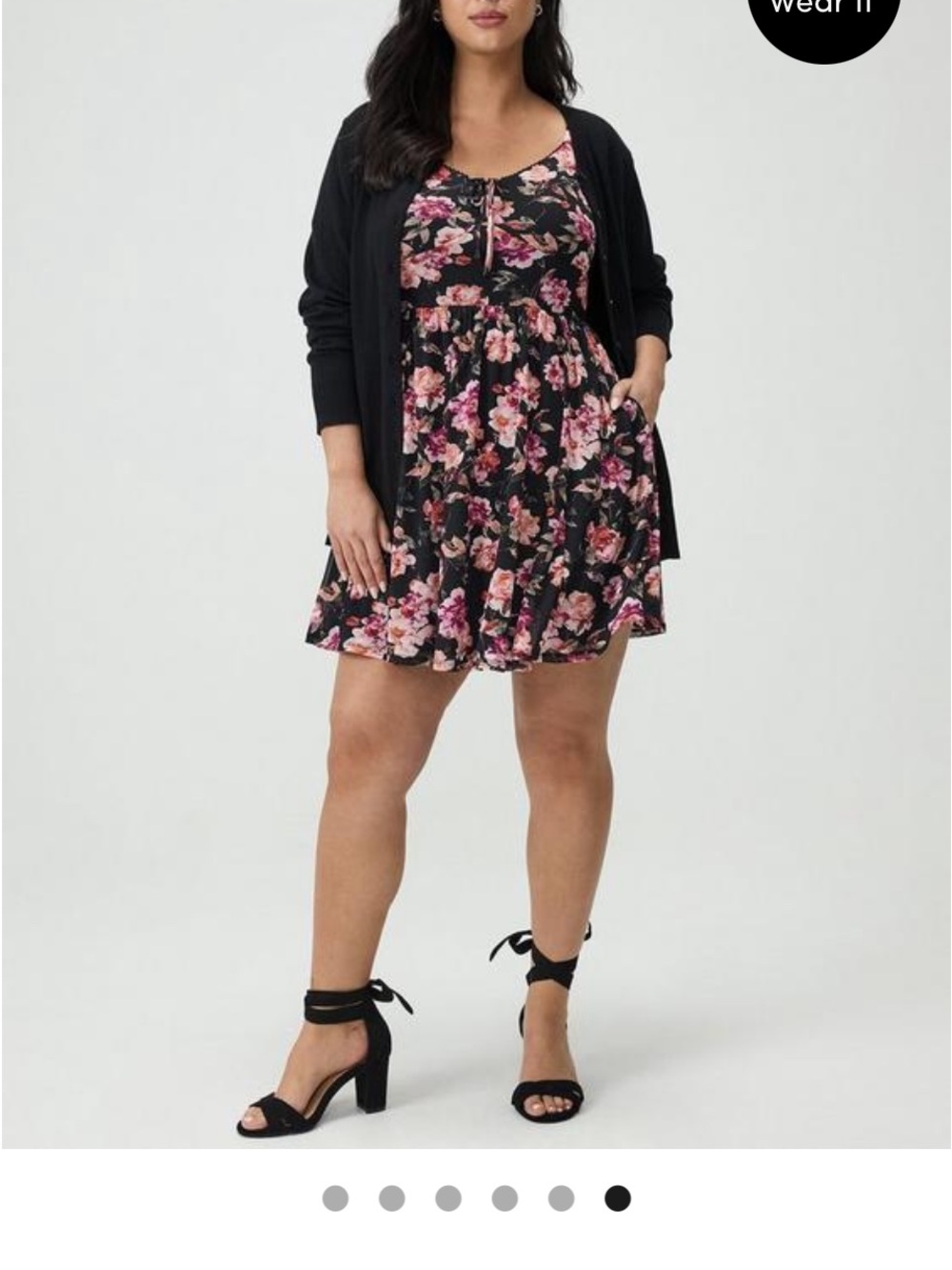 torrid Black Midi Dress with Pink Floral Print - Picture 9 of 13